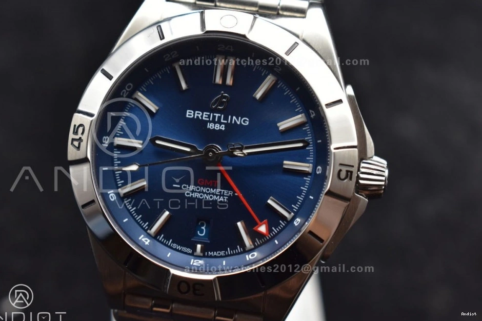 BLS Best Automatic Chronomat Factory Breitling 1:1 On Dial GMT Blue SS A2836 Edition Bracelet 40mm 0202
